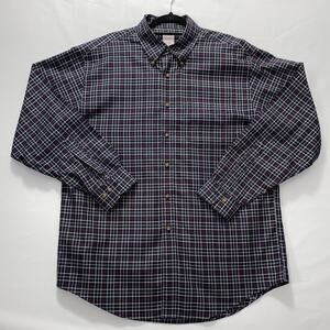 Brooks Brothers Mens Button Front Long Sleeve Navy Plaid Shirt Large